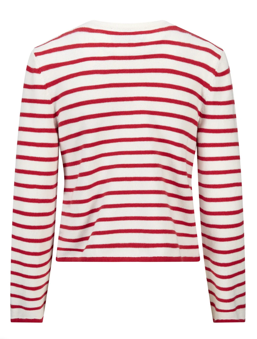 Lisa Cotton Cardigan White Red