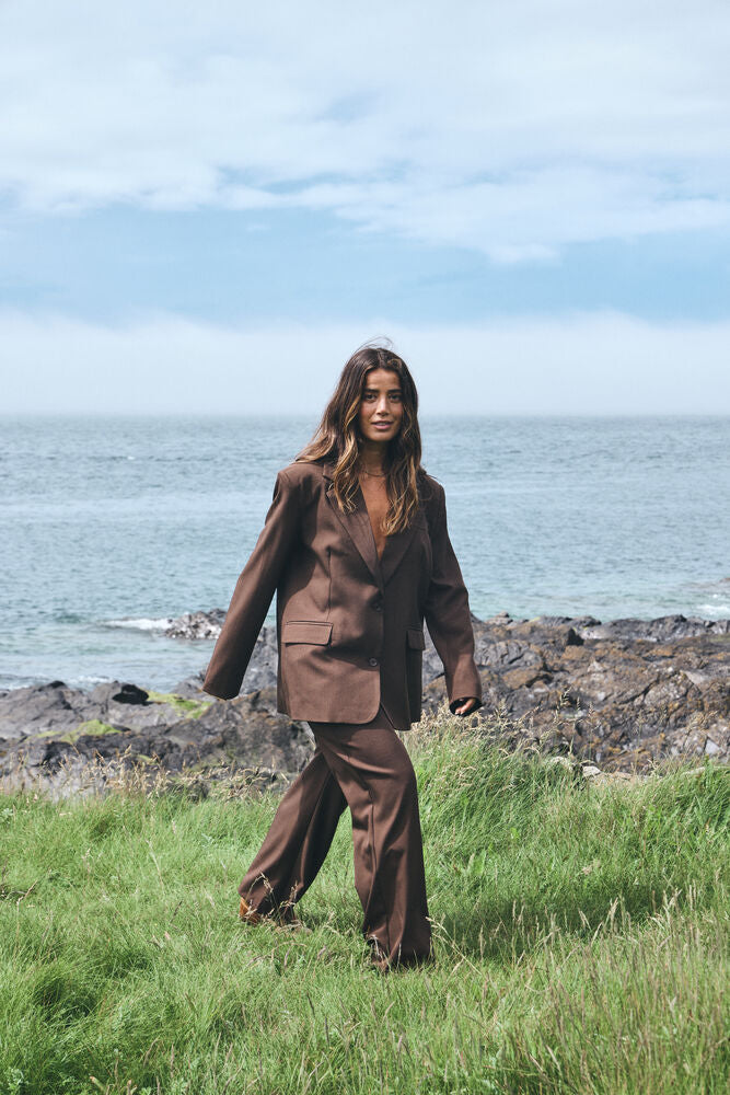 Fava Wide Pant Slate Black Melange Brown