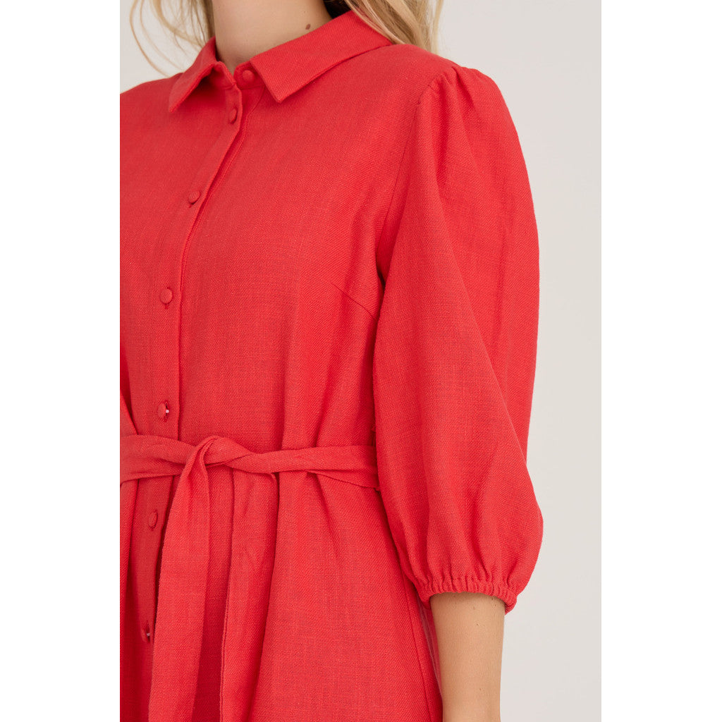 Linen Dress Red