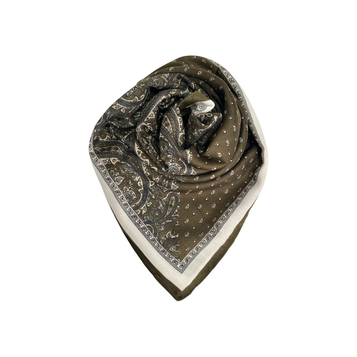 Bomull/Viskose Skjerf Oliven Paisley #49