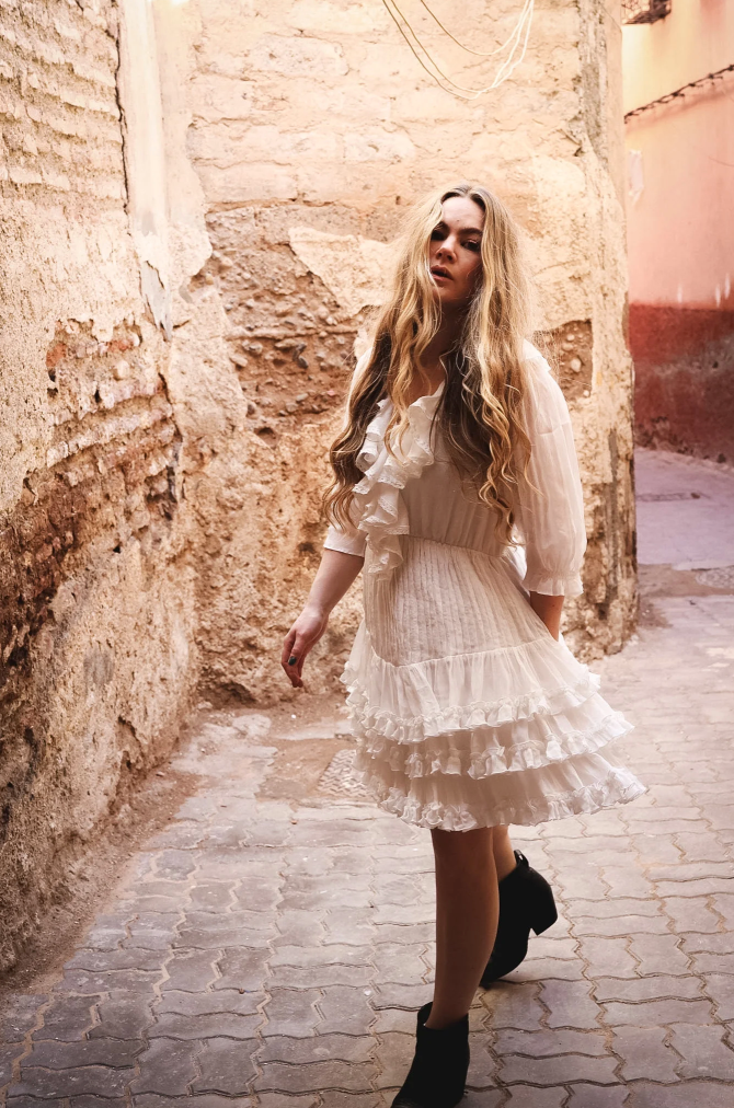 LOVE Frill Dress White
