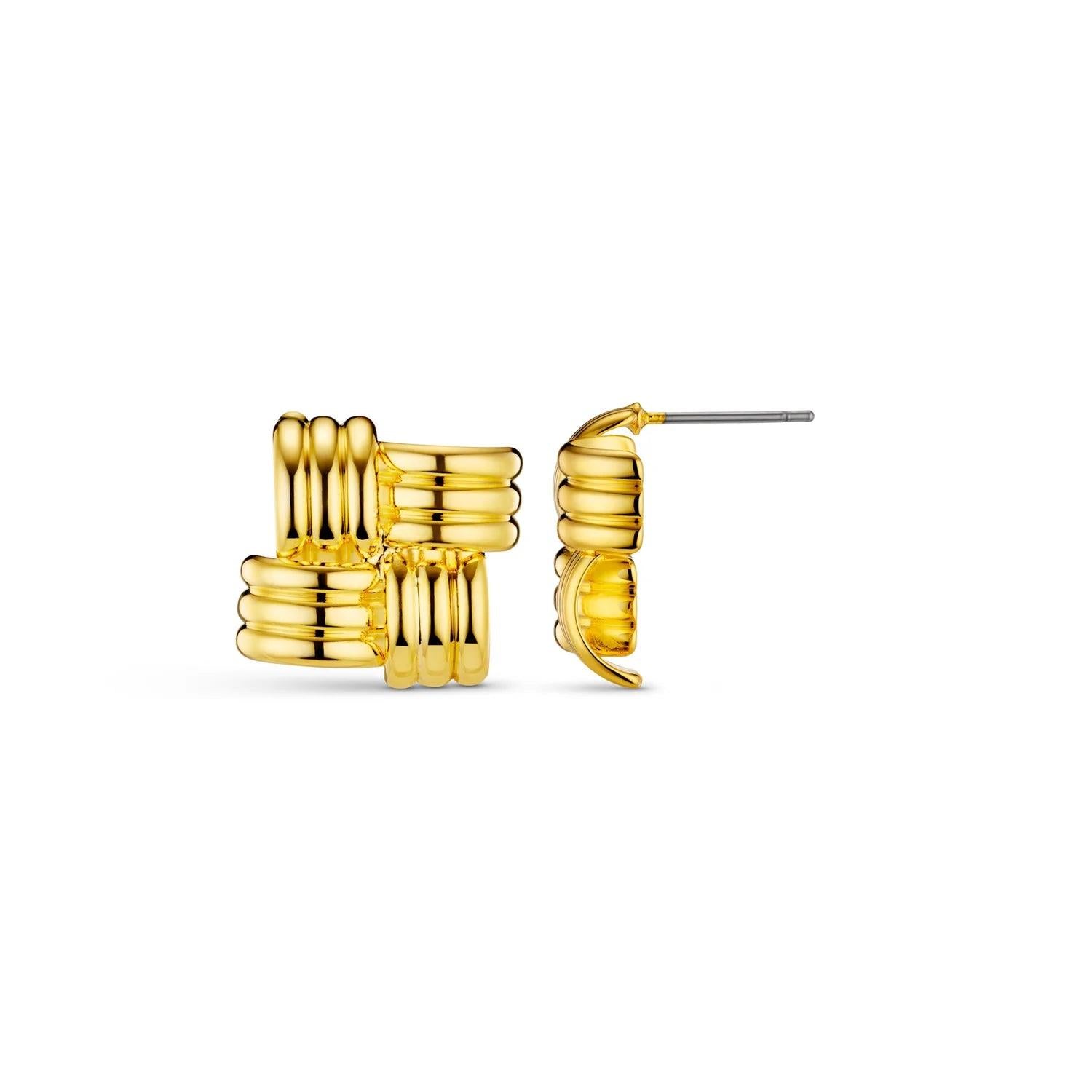 Statement Woven Square Stud Gold