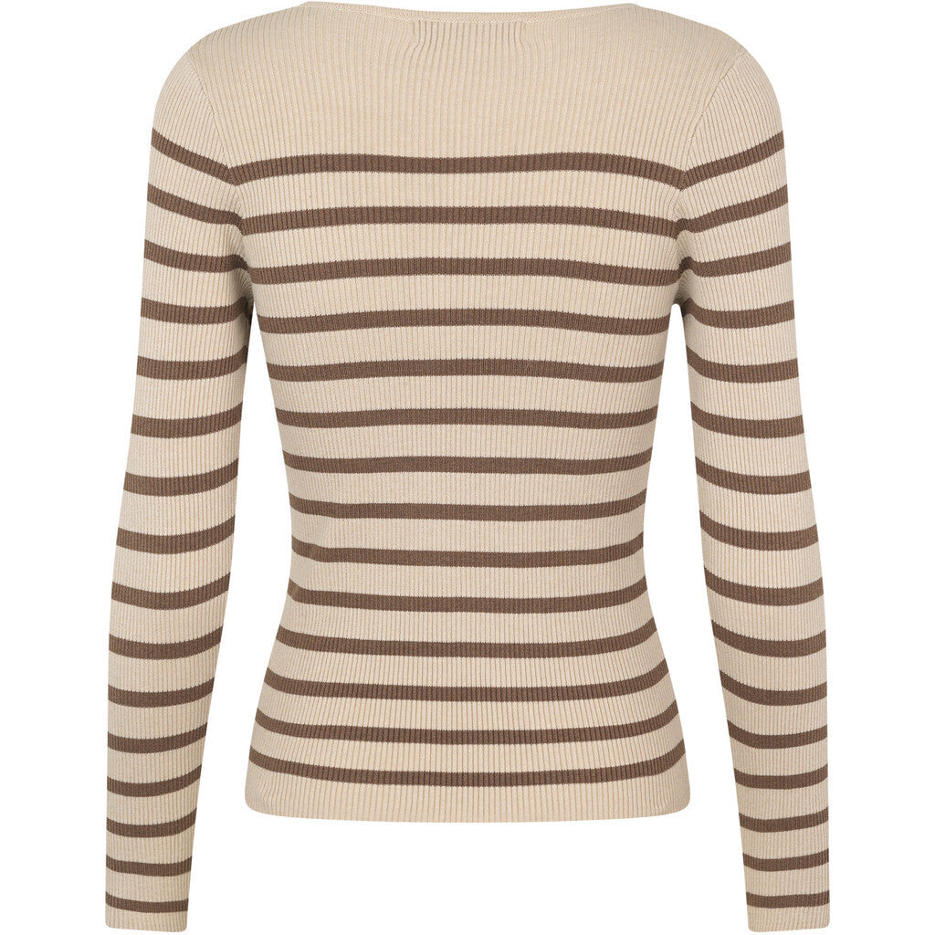 Lana Rib Stripe Blouse Sand/Brown