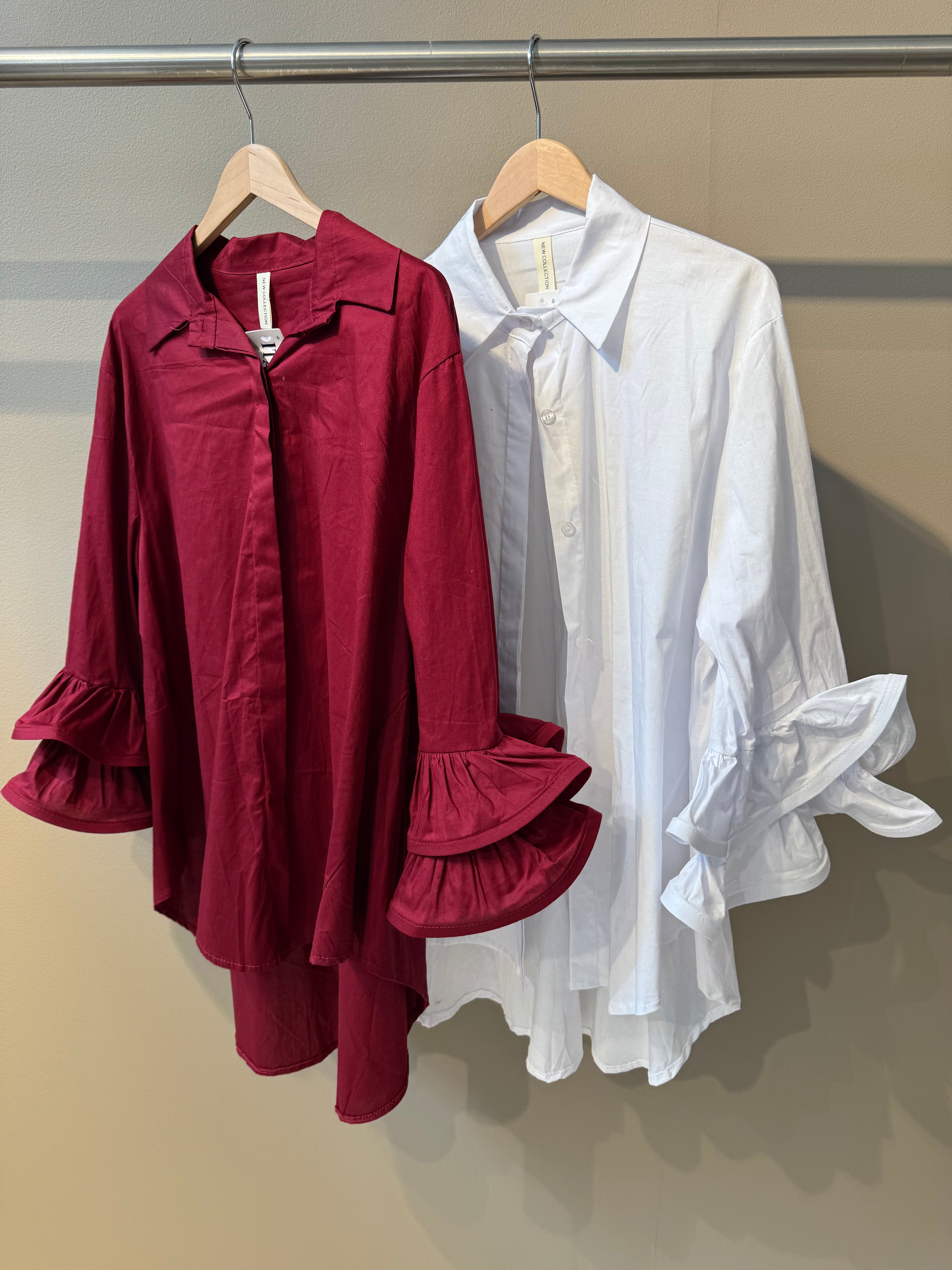 Bluse Volangerm Bordeaux