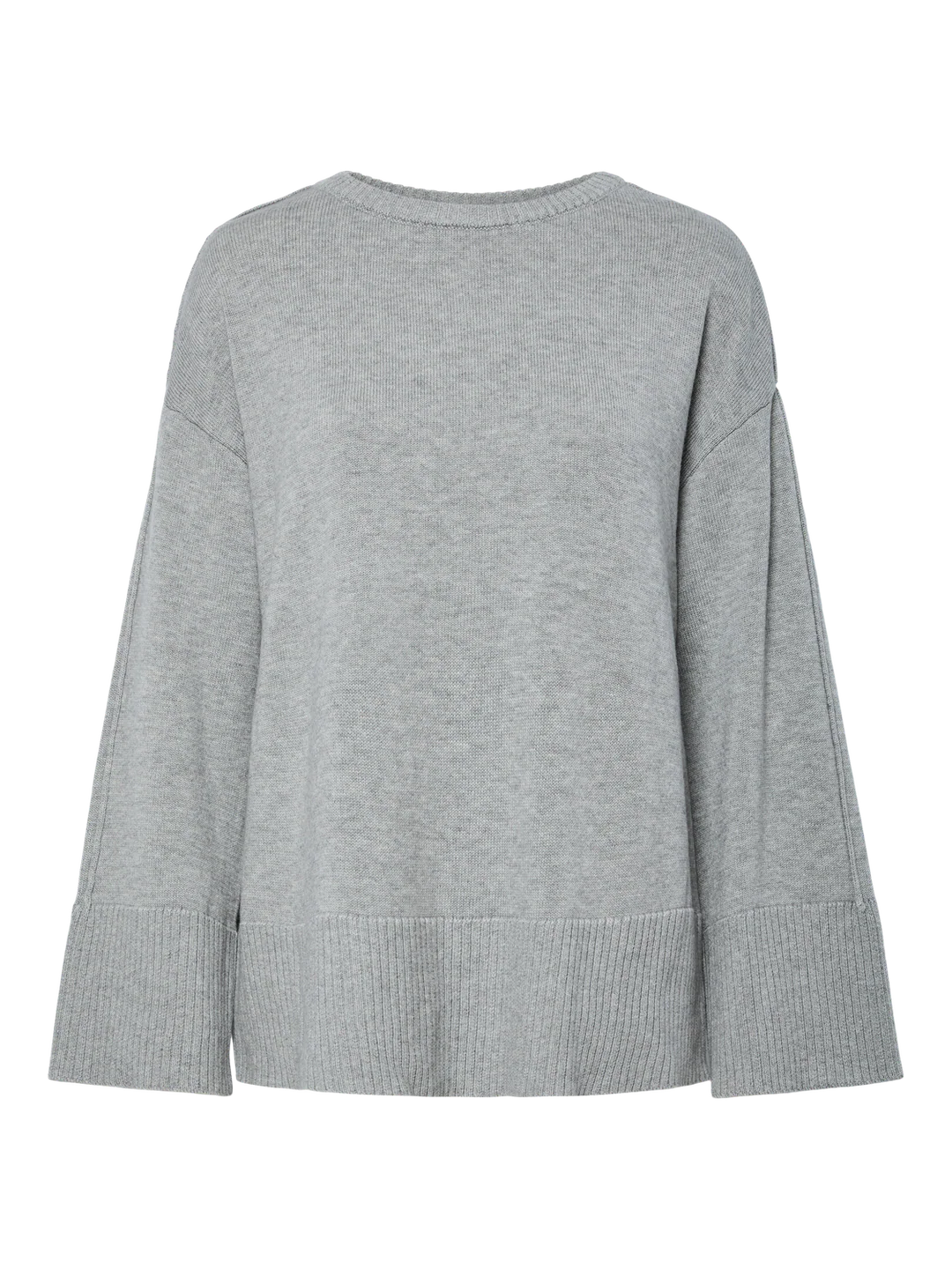 YASBABETTE O-Neck Knit Pullover Grey Melange