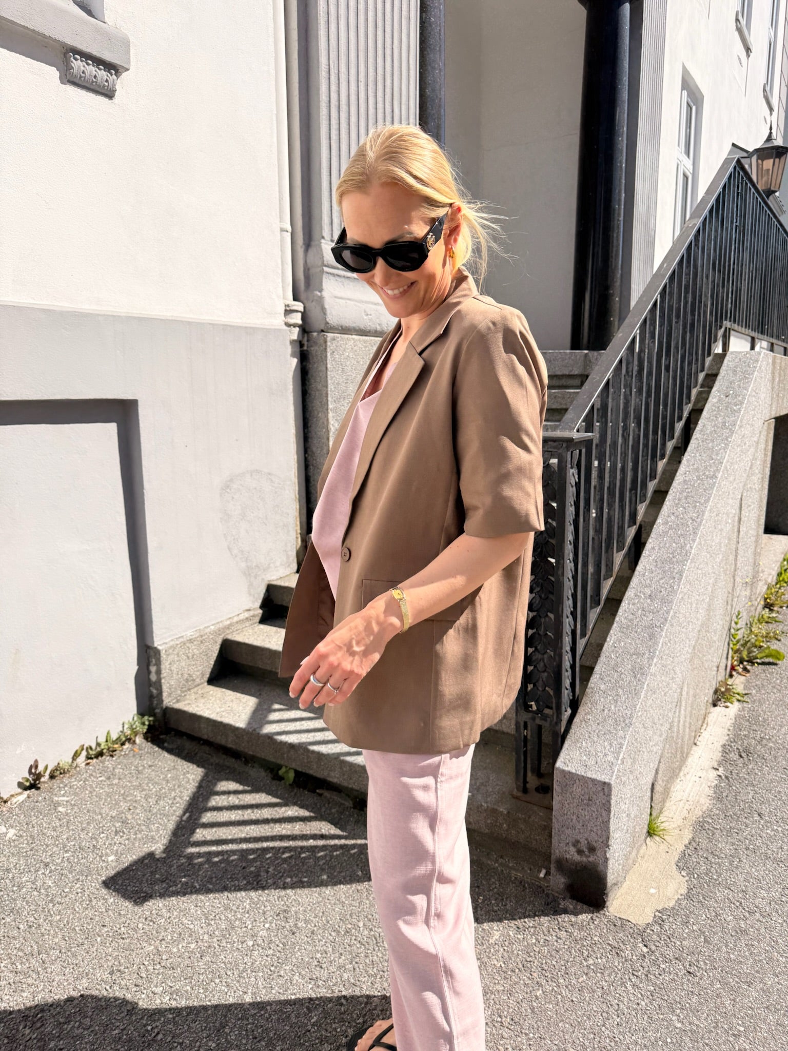 Viksa SS Blazer Dark Sand Melange