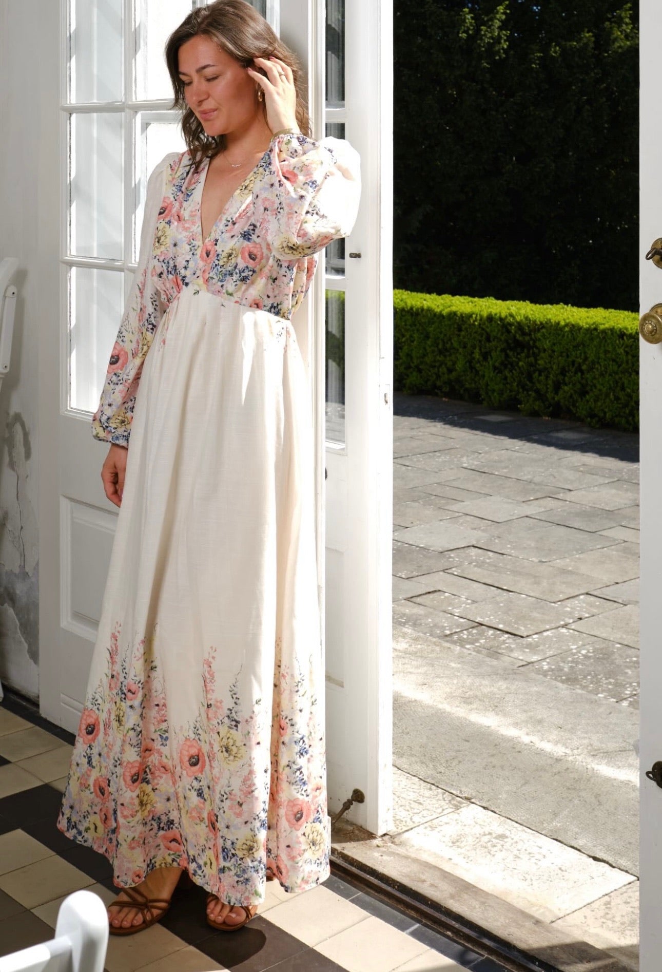 Silfi Flower Print Dress Creme