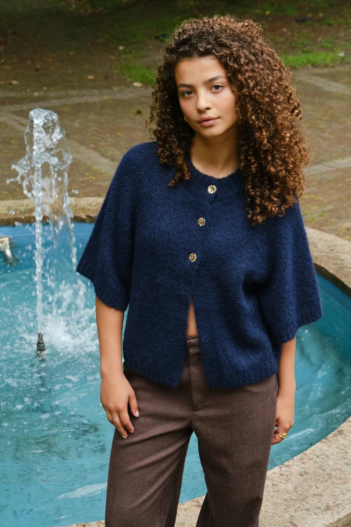 Benuta Fluffy Knit Cardigan Navy
