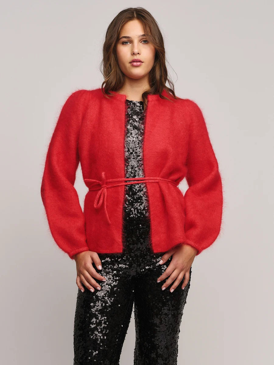 Fredrikke Chunky Cardigan Red