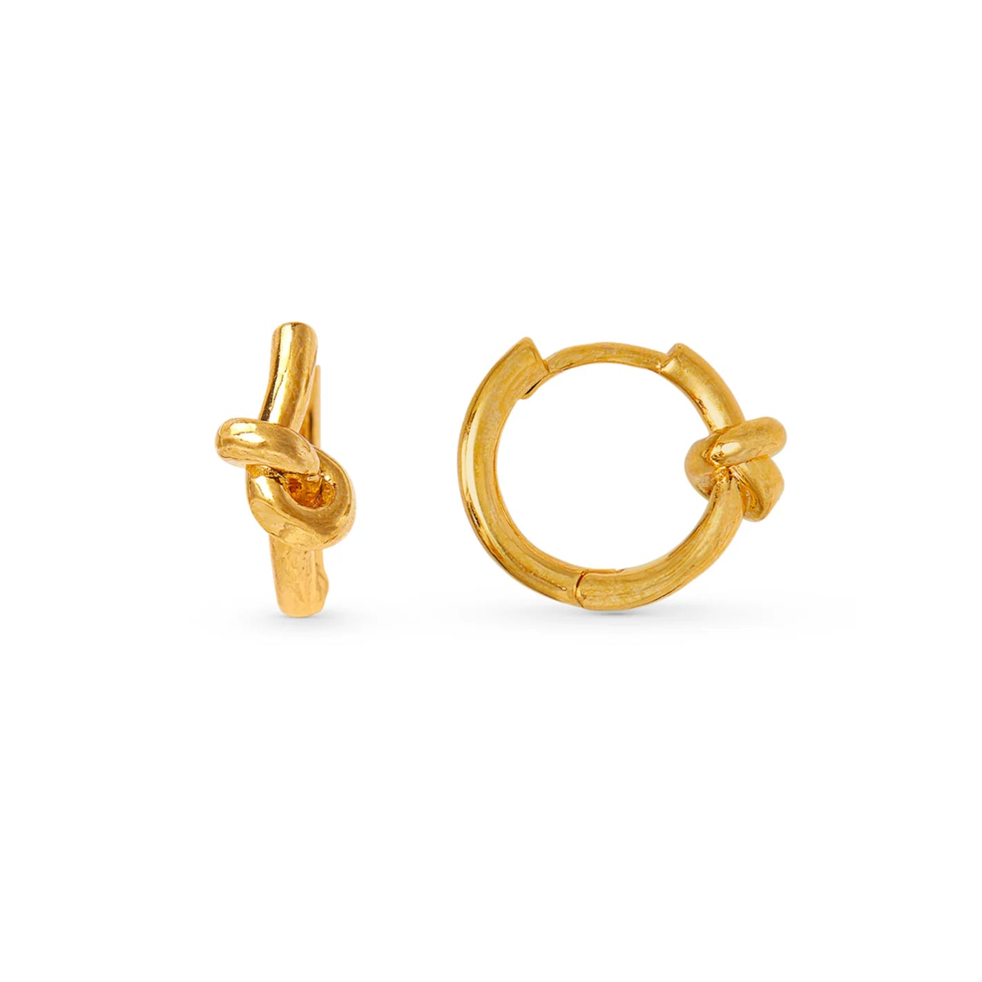 Polished Knot Huggie Hoop Earrings Gold