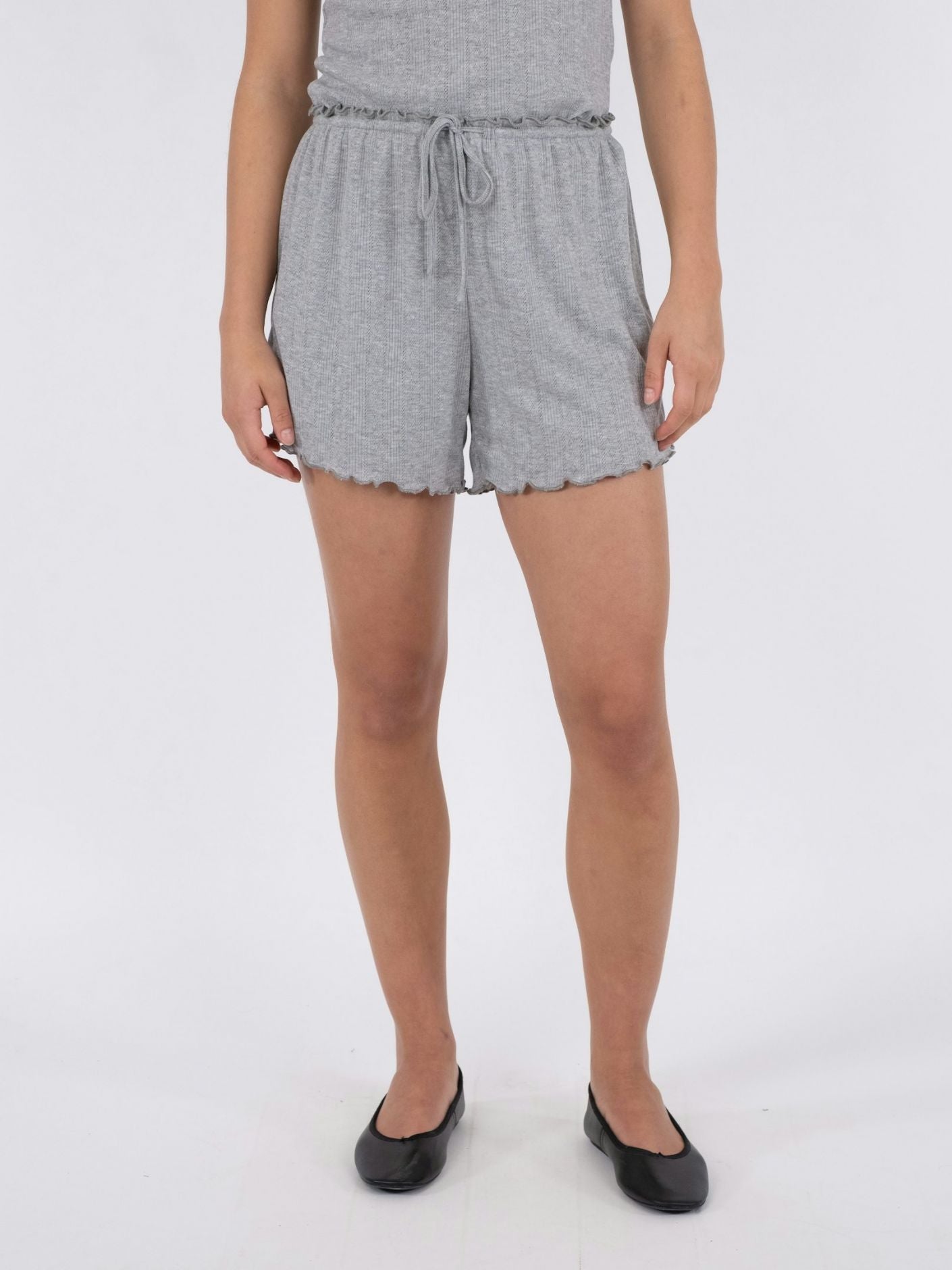 Merritt Pointelle  Shorts Light Grey