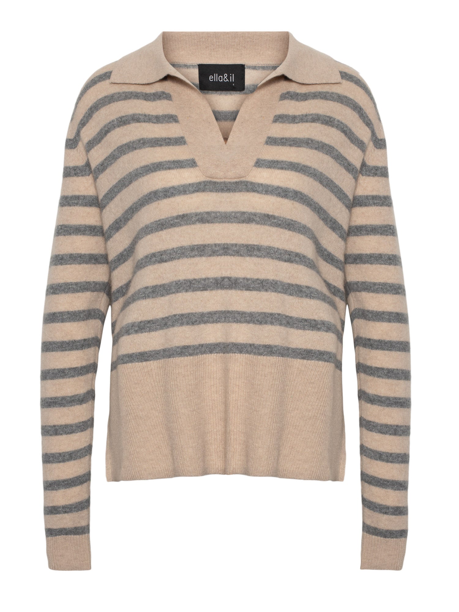 Kristiane Cashmere Sweater Grey Stripes