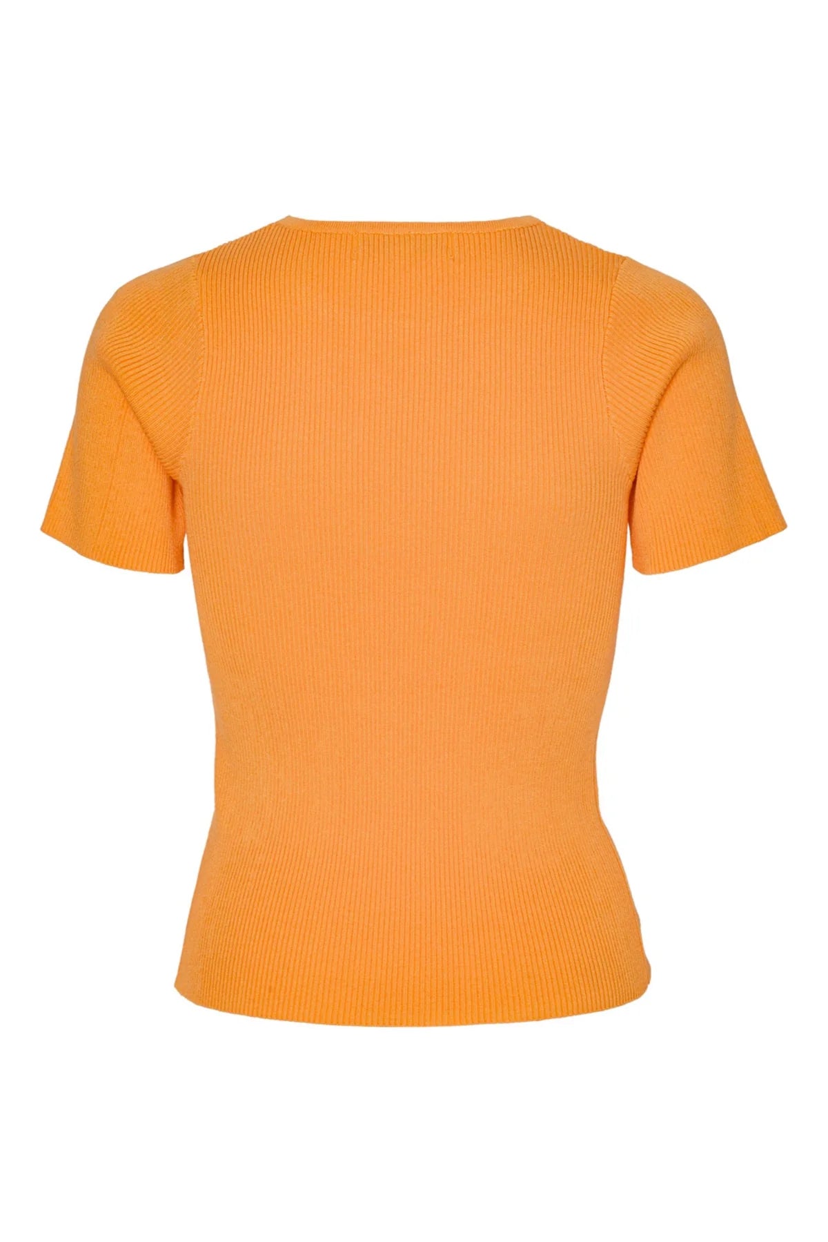 Rib Knit Short Sleeve Top Orange