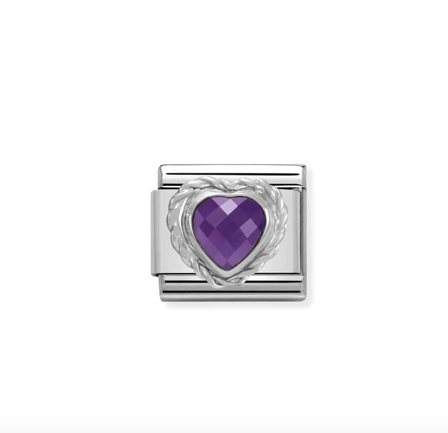 Hjerter i Zirkon Sølv Purple