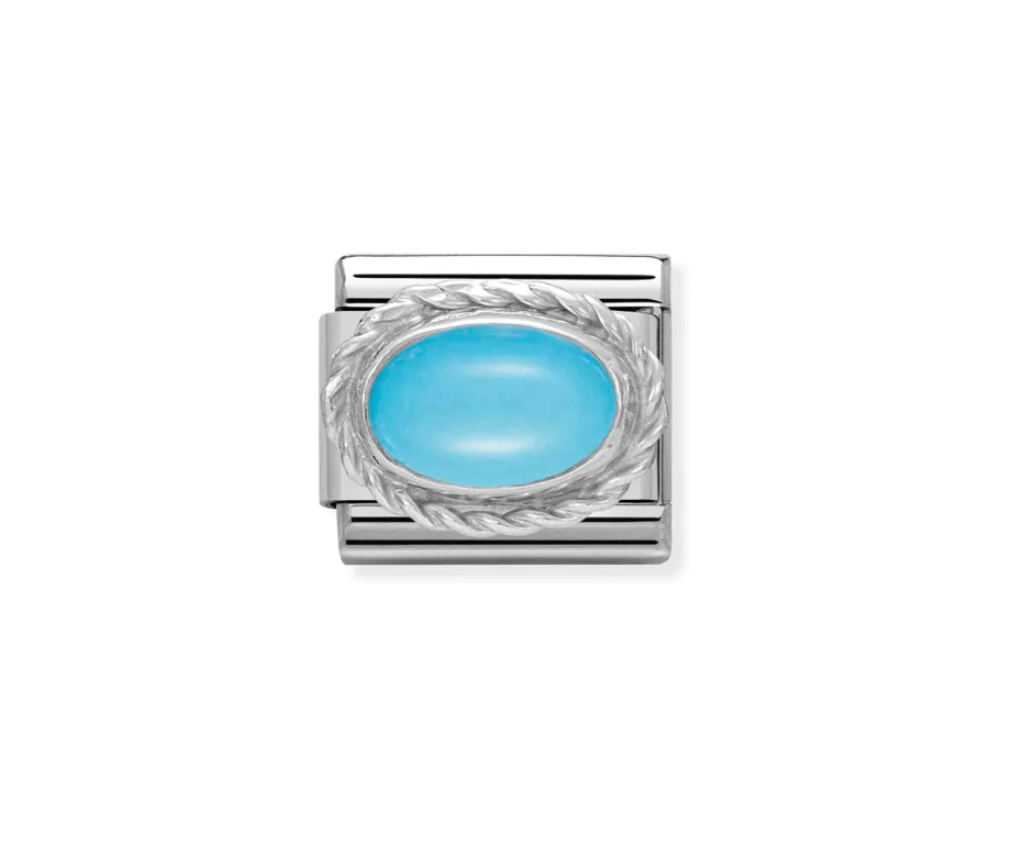 Silver Twisted Oval Turquoise