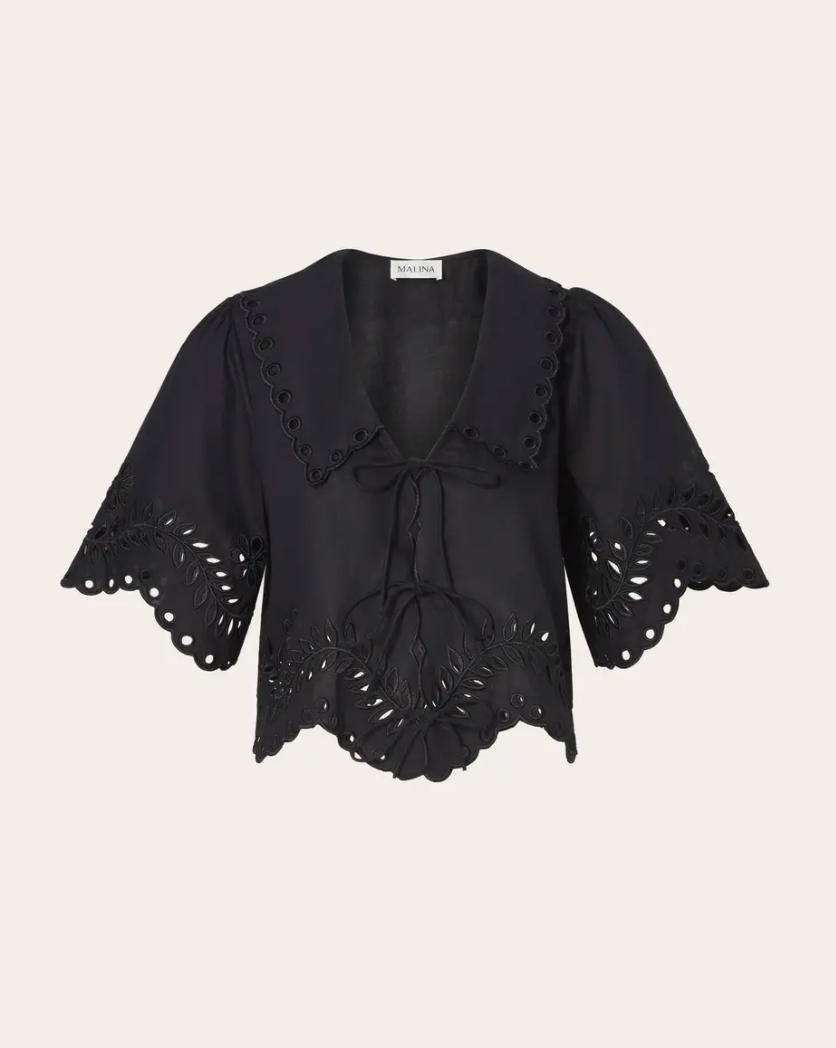 Estela Broderie Anglais Blouse Black