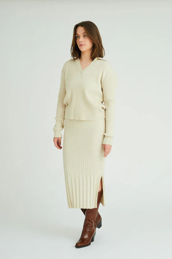 Freja Knit Blouse Light Sand