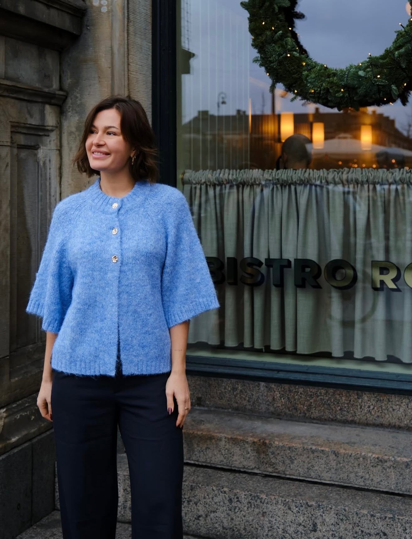 Benuta Fluffy Knit Cardigan Dusty Blue