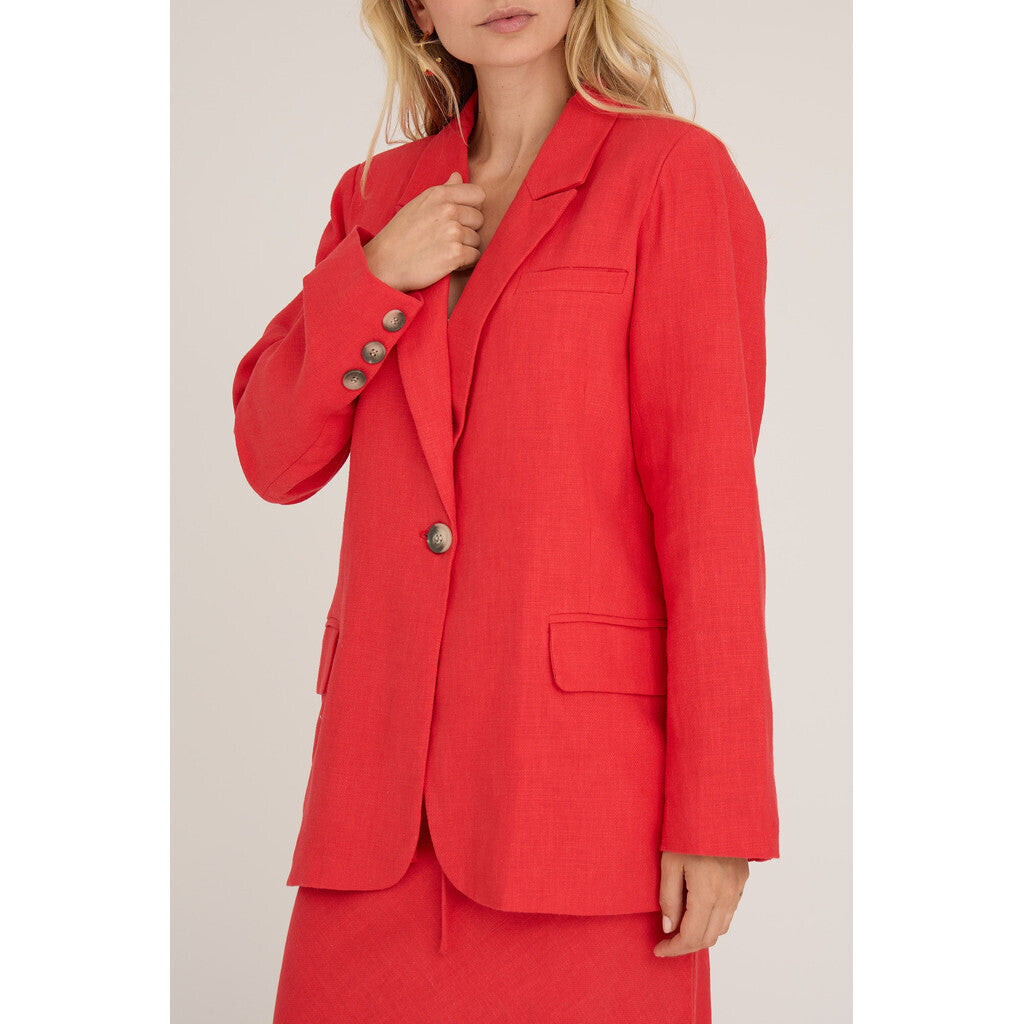 Annali Linen Blazer Red