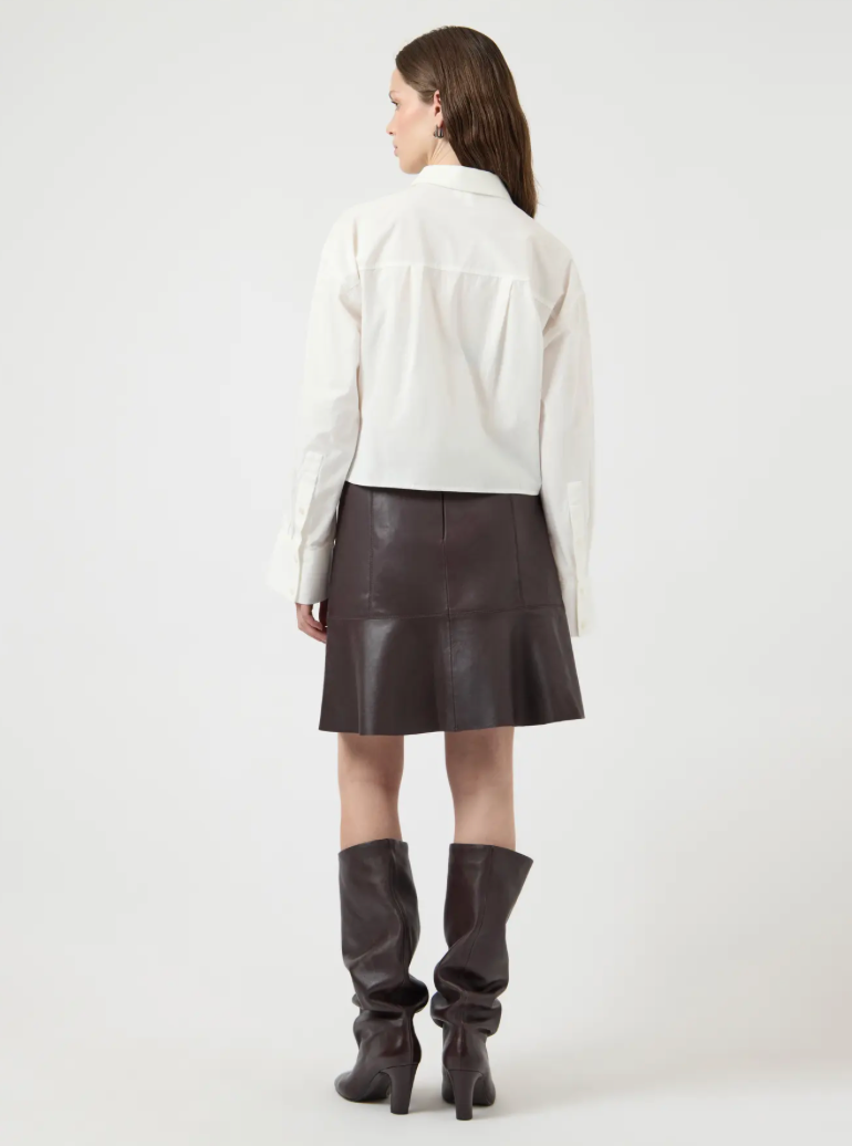 YASColly Naplon Leather Skirt Chocolate Brown