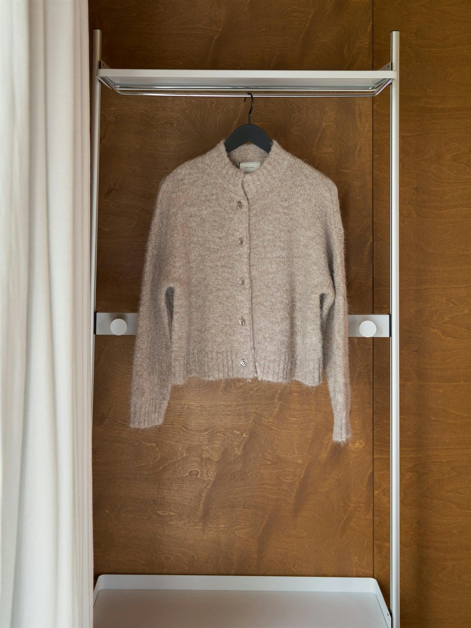 Taura Fluffy Knit Cardigan Taupe