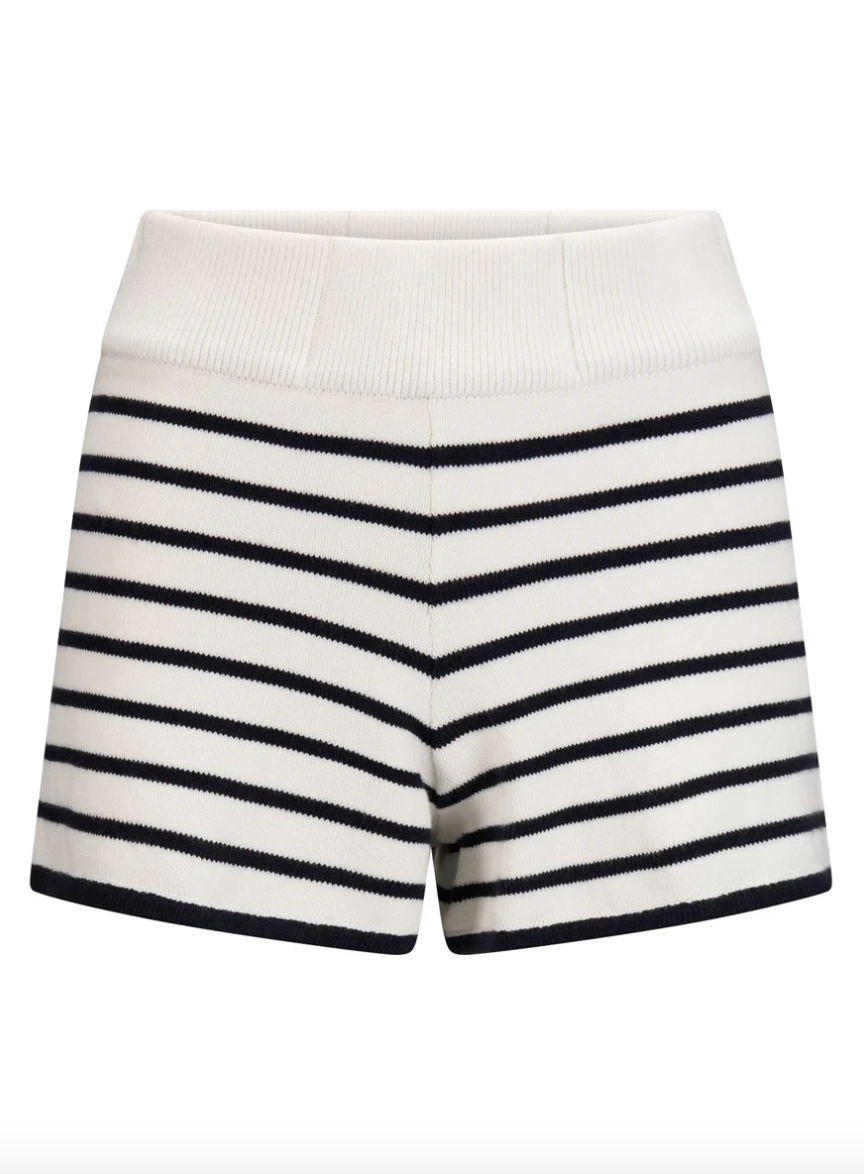 Mari Cotton Shorts White Navy Stripes