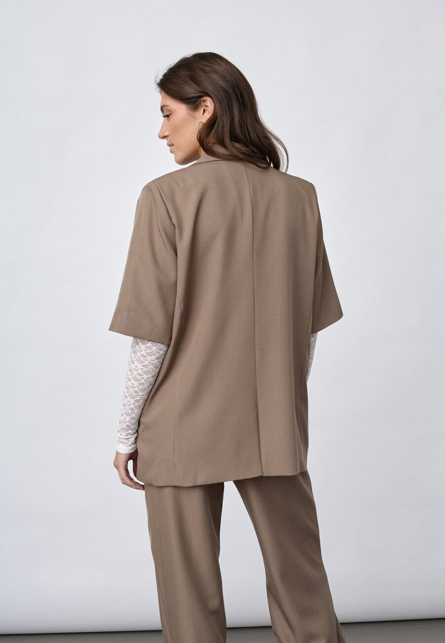 Viksa SS Blazer Dark Sand Melange