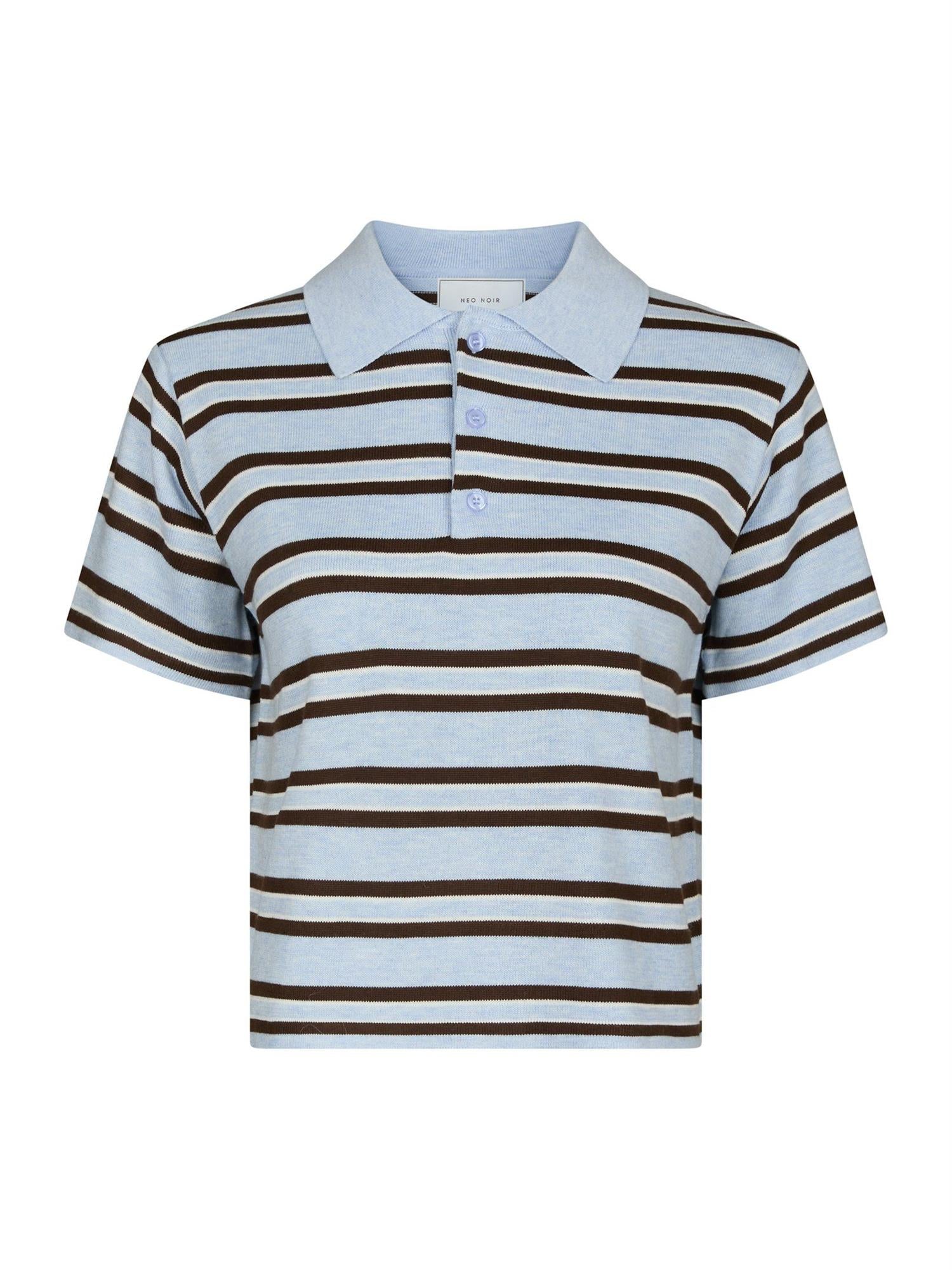 Mulann Polo Knit Blouse Light Blue