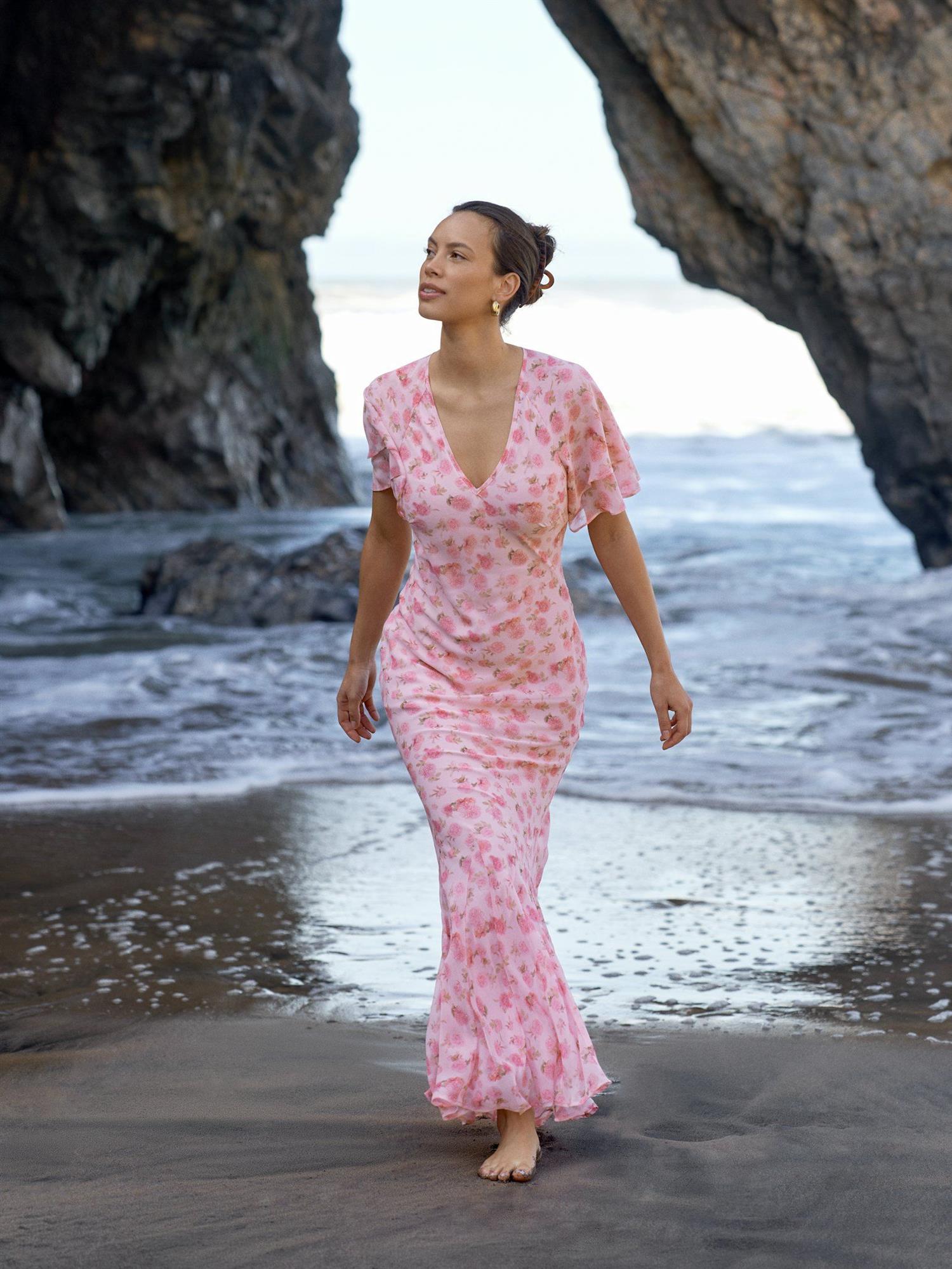 Celesse Flower Fade Dress Light Pink