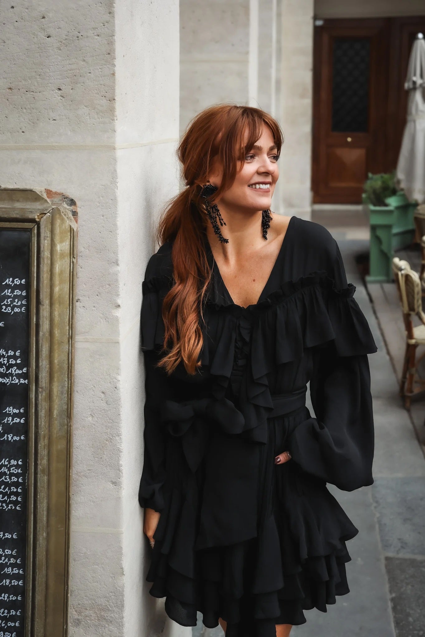 Party Frill Dress Black
