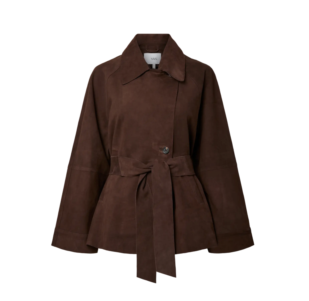 YASRUNA Suede Kimono Jacket Coffee Bean