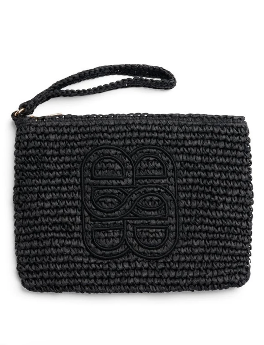 Mim Staw Clutch Black