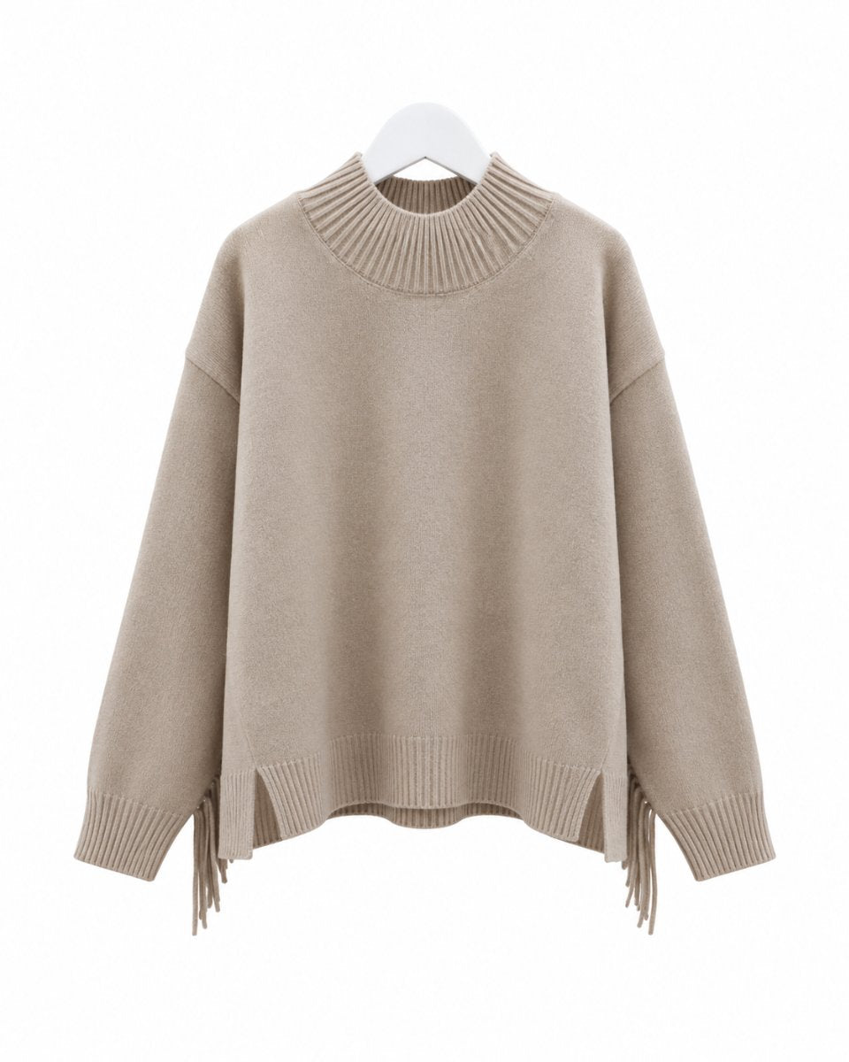Fringe Sweater Beige