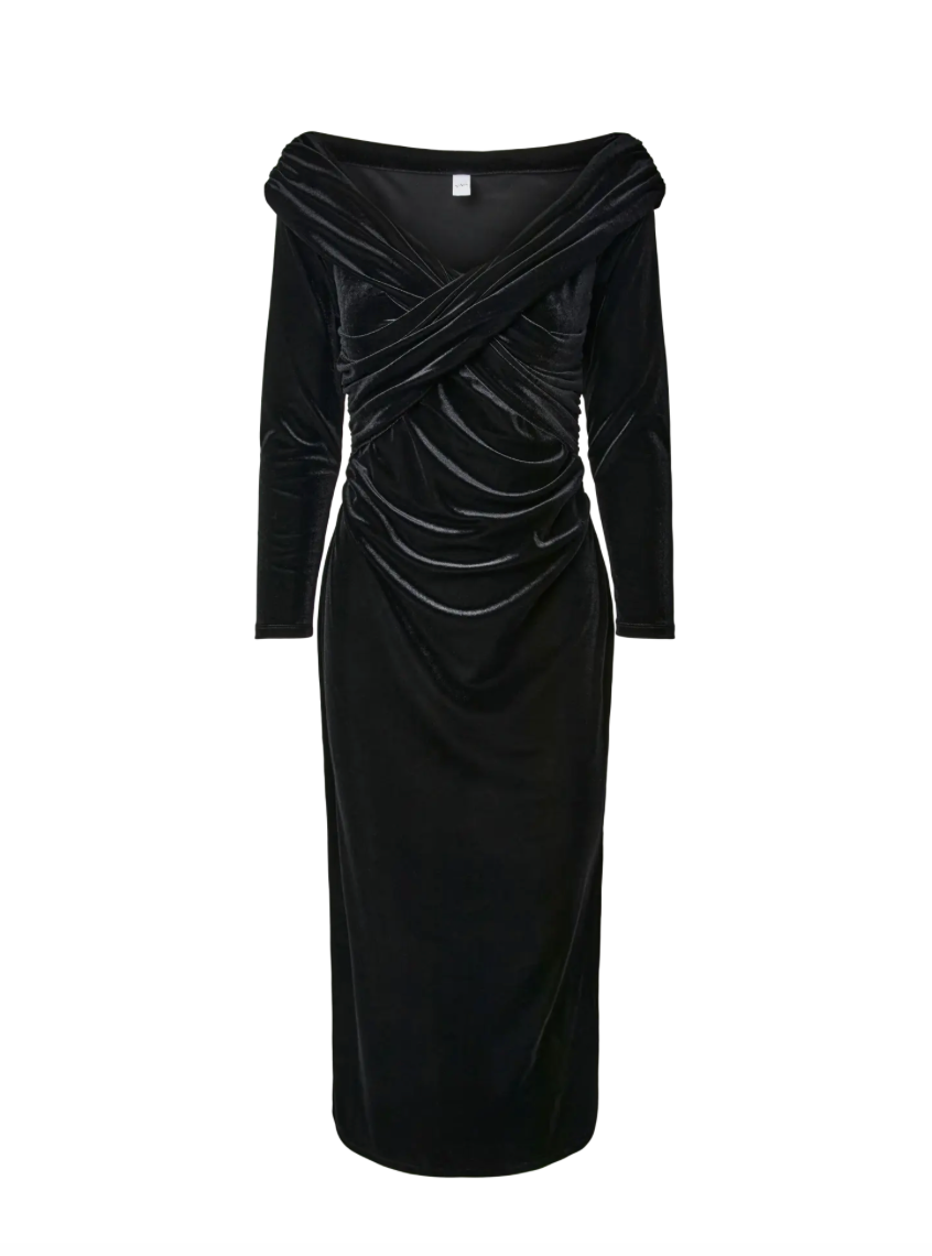 YASTVIMA Off Shoulder Ankle Dress Black