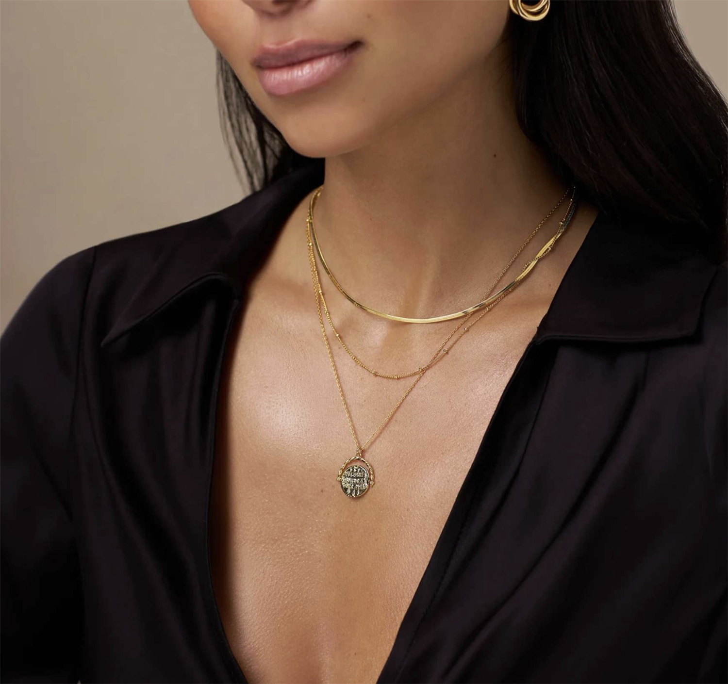 Flat Snake Chain Necklace 15" Gold