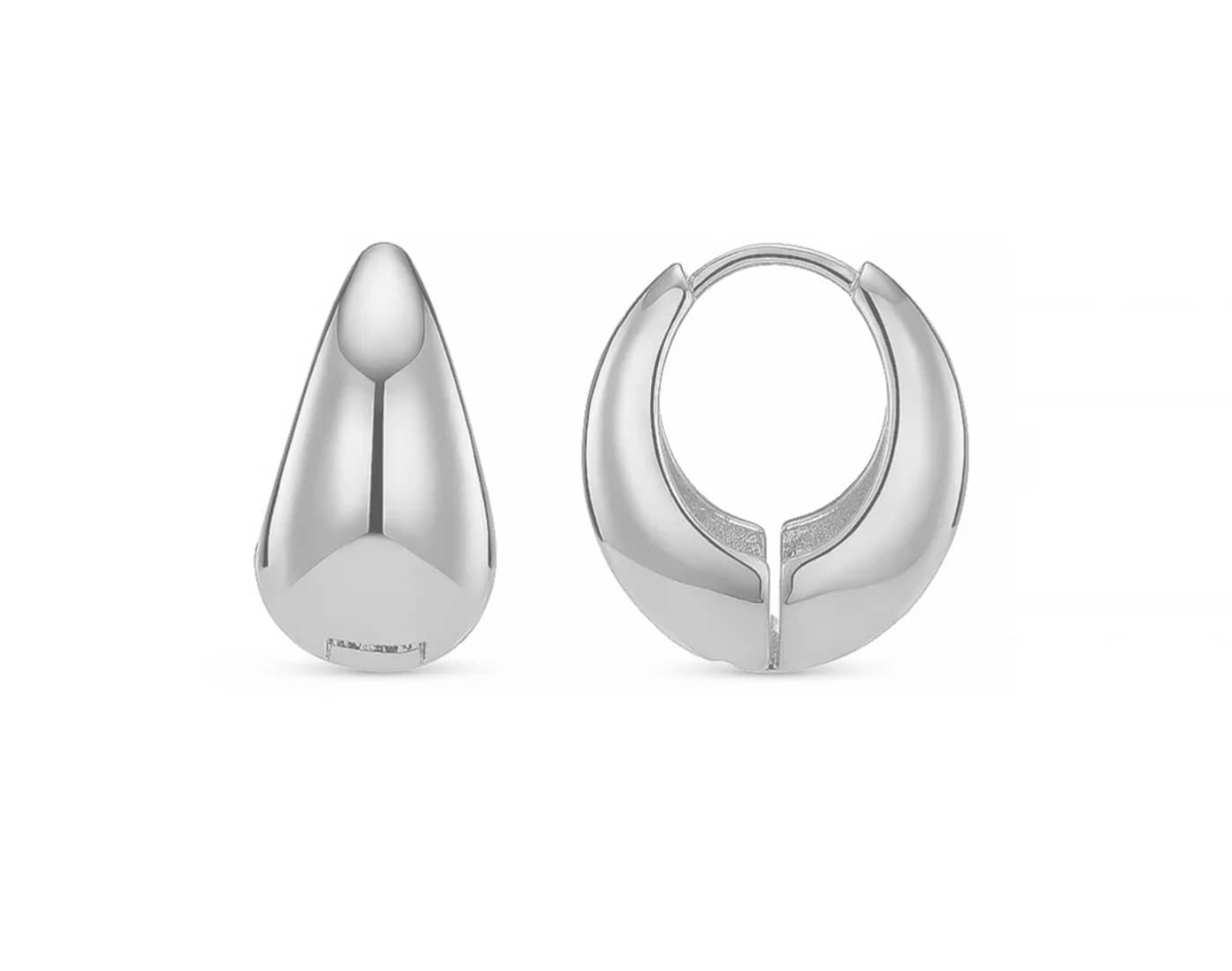 Polished Domed Taper Hoop Silver