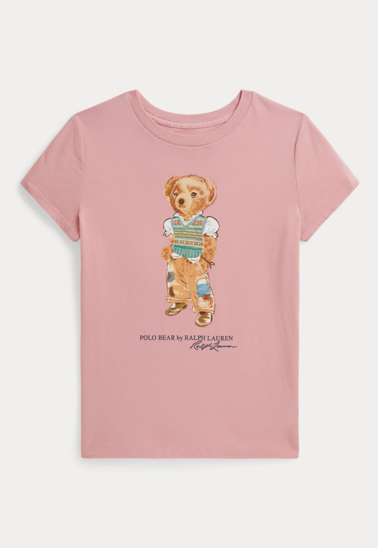Cotton T-Shirt Jersey Lakeside Pink Bear Adirondack Rose