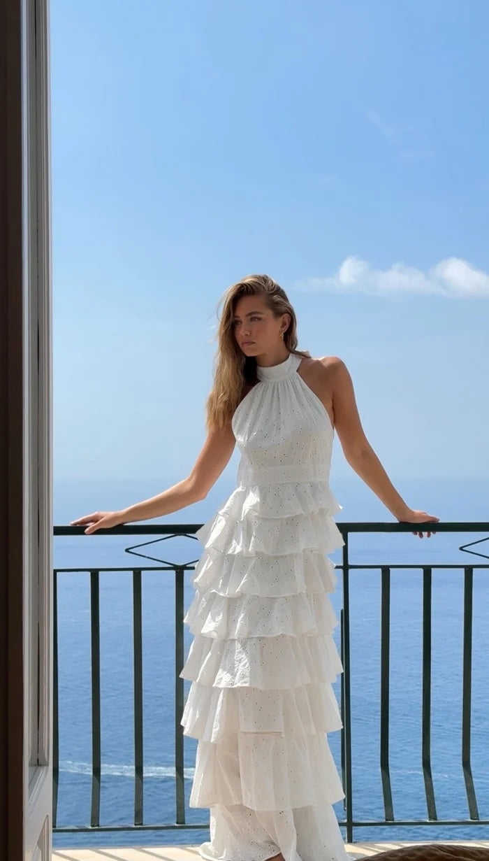 Angel Maxi Halterneck Dress White