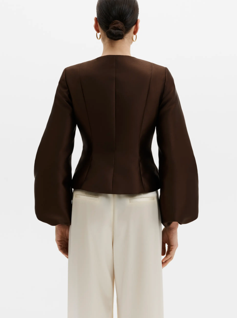 Vendela Balloon Sleeve Blouse Dark Brown