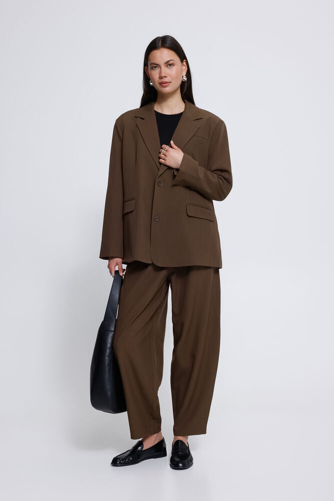 Fava Oversized Blazer Slate Black Melange Brown