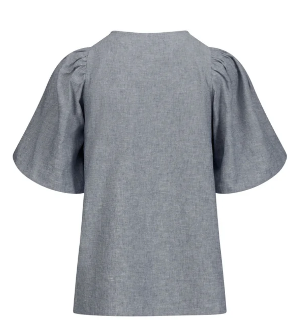Anna Linen Top Denim Blue