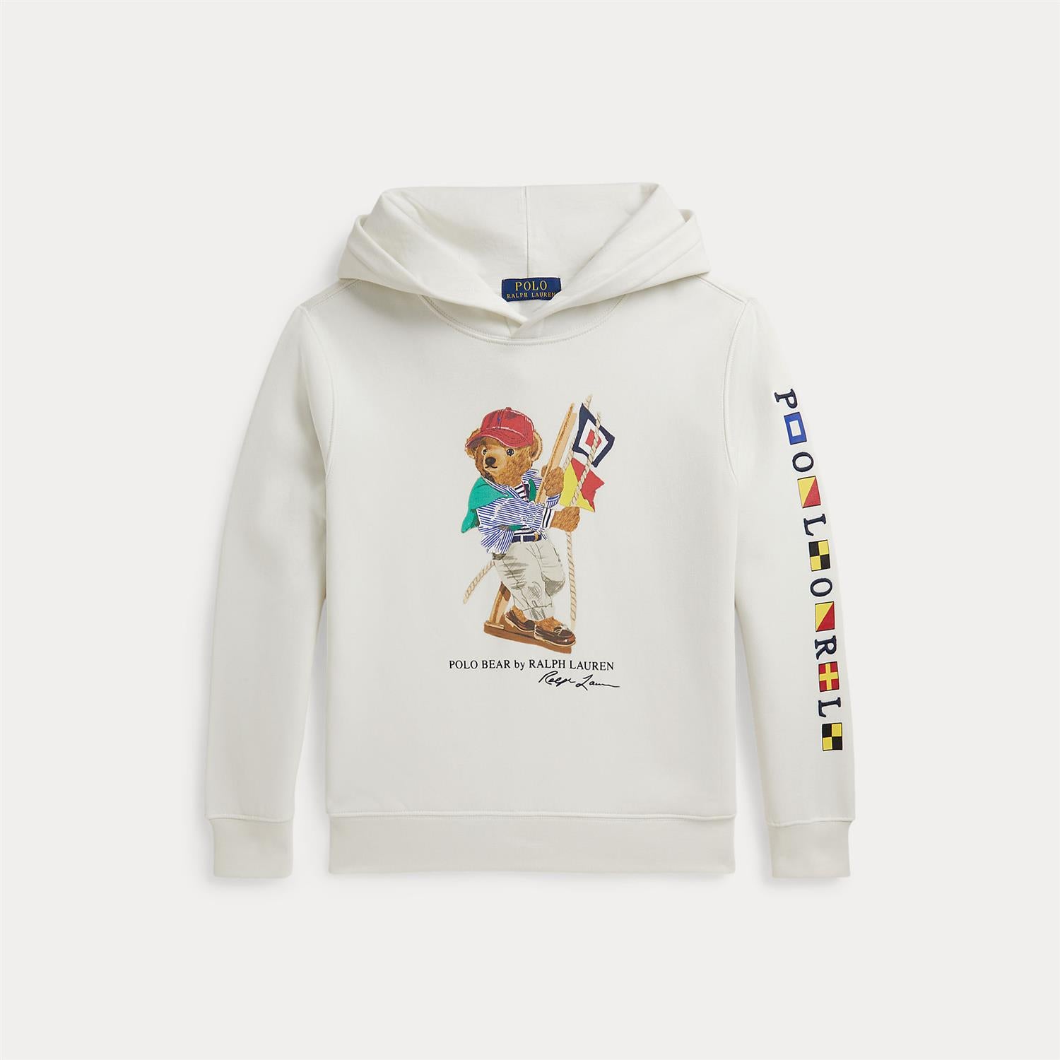 Graphic Fleece Hoodie Pullover Bear Deckwash White