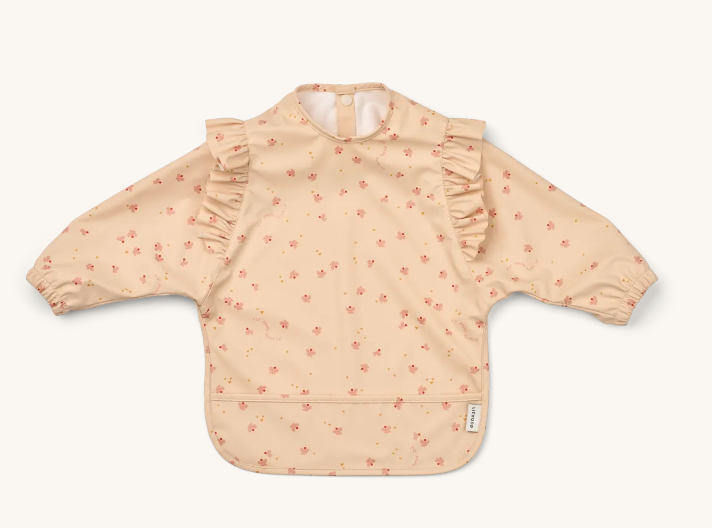 Merle Ruffle Cape Bib Mini Butterfly/Apple Blossom
