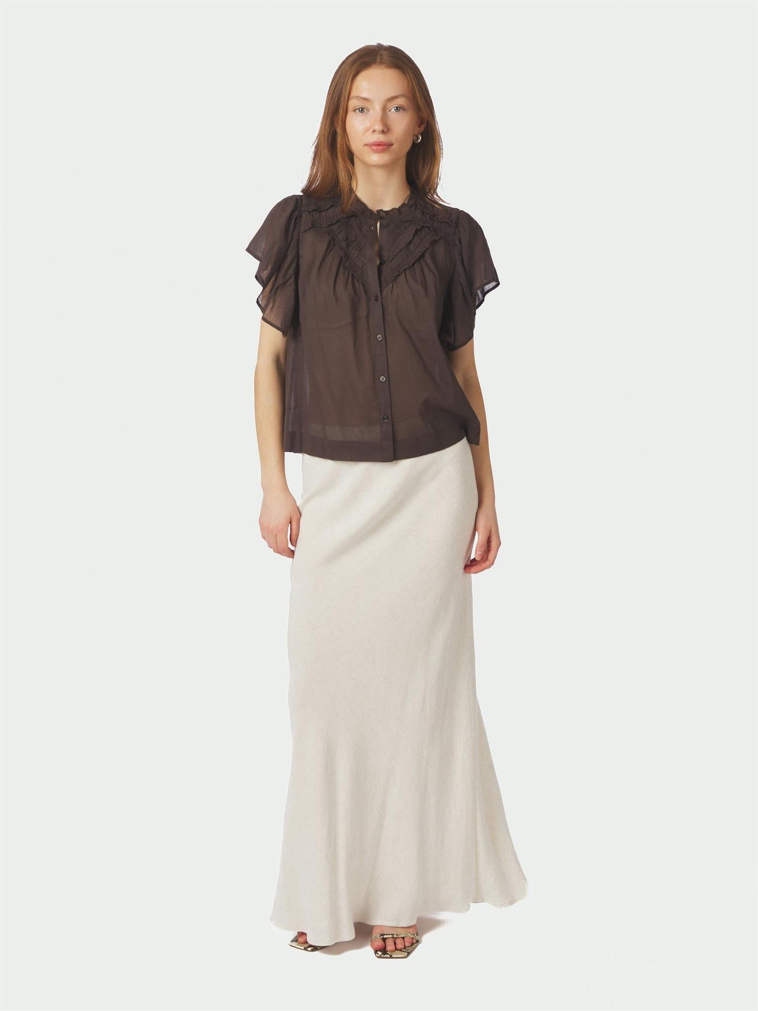 Vinsa S Voile Top Dark Brown