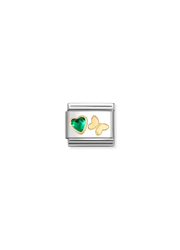 Green Zirkon Heart Butterfly