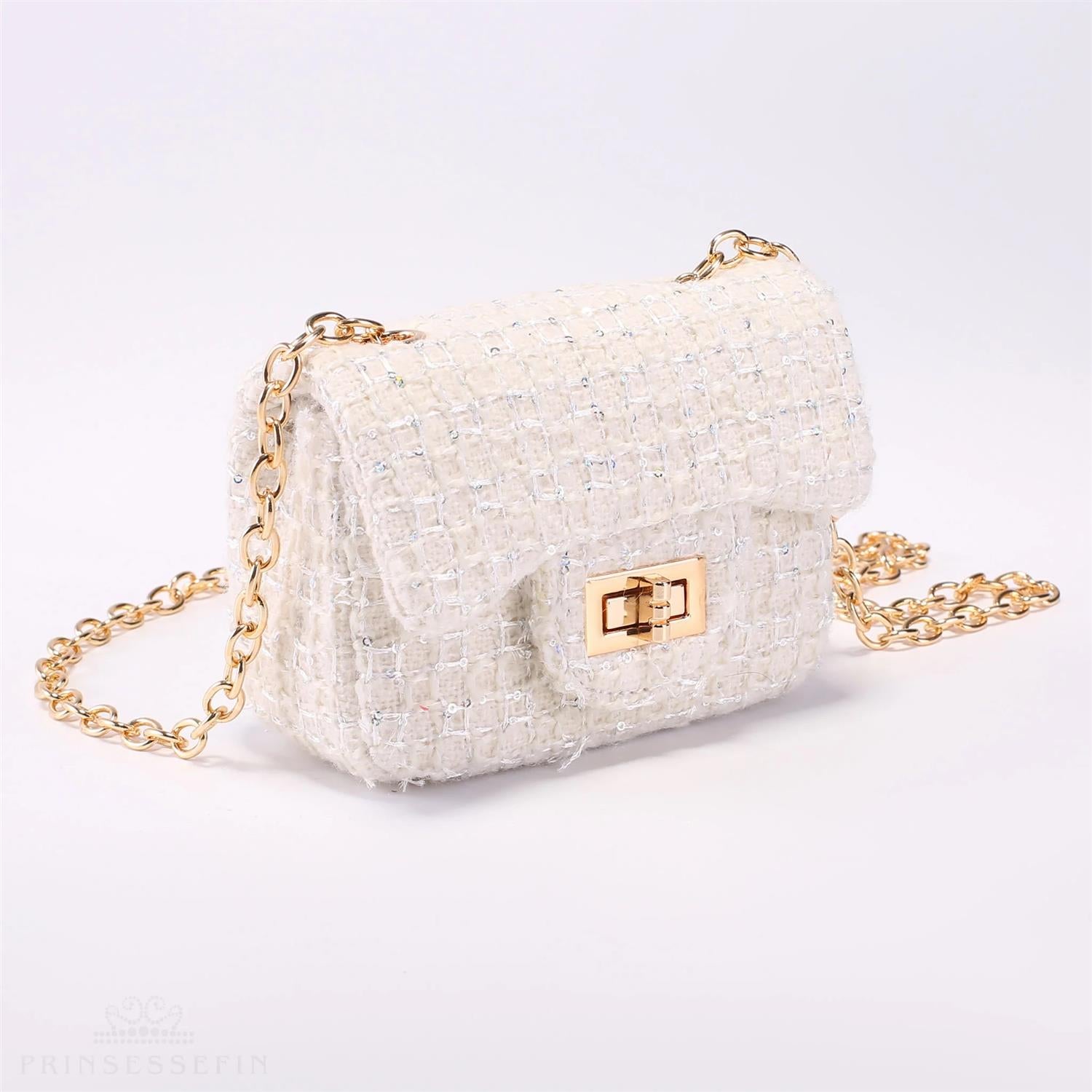 Isadora Plaid Handbag Sequin White - Small