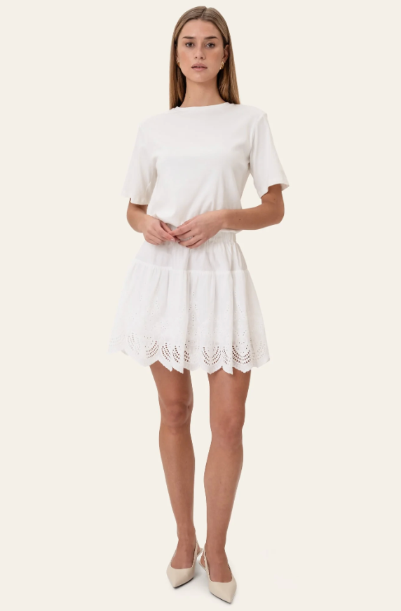 Solveig Mini Skirt White Embroidery