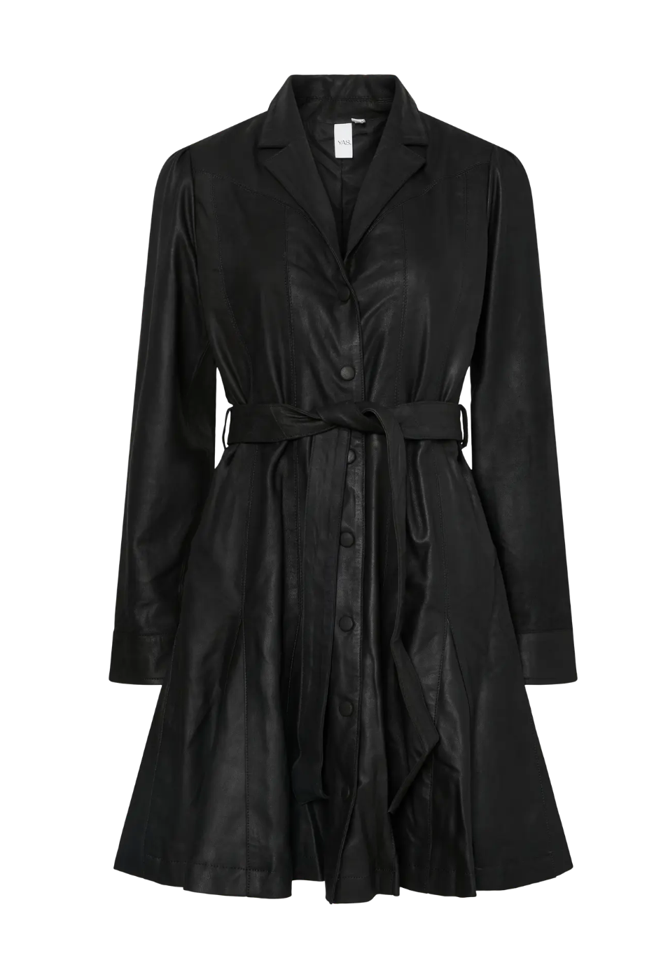 YASVimi Leather Shirt Dress Black