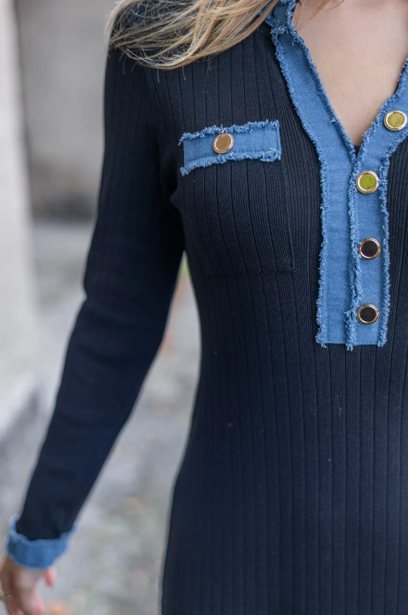 Elsa Dress Black Denim