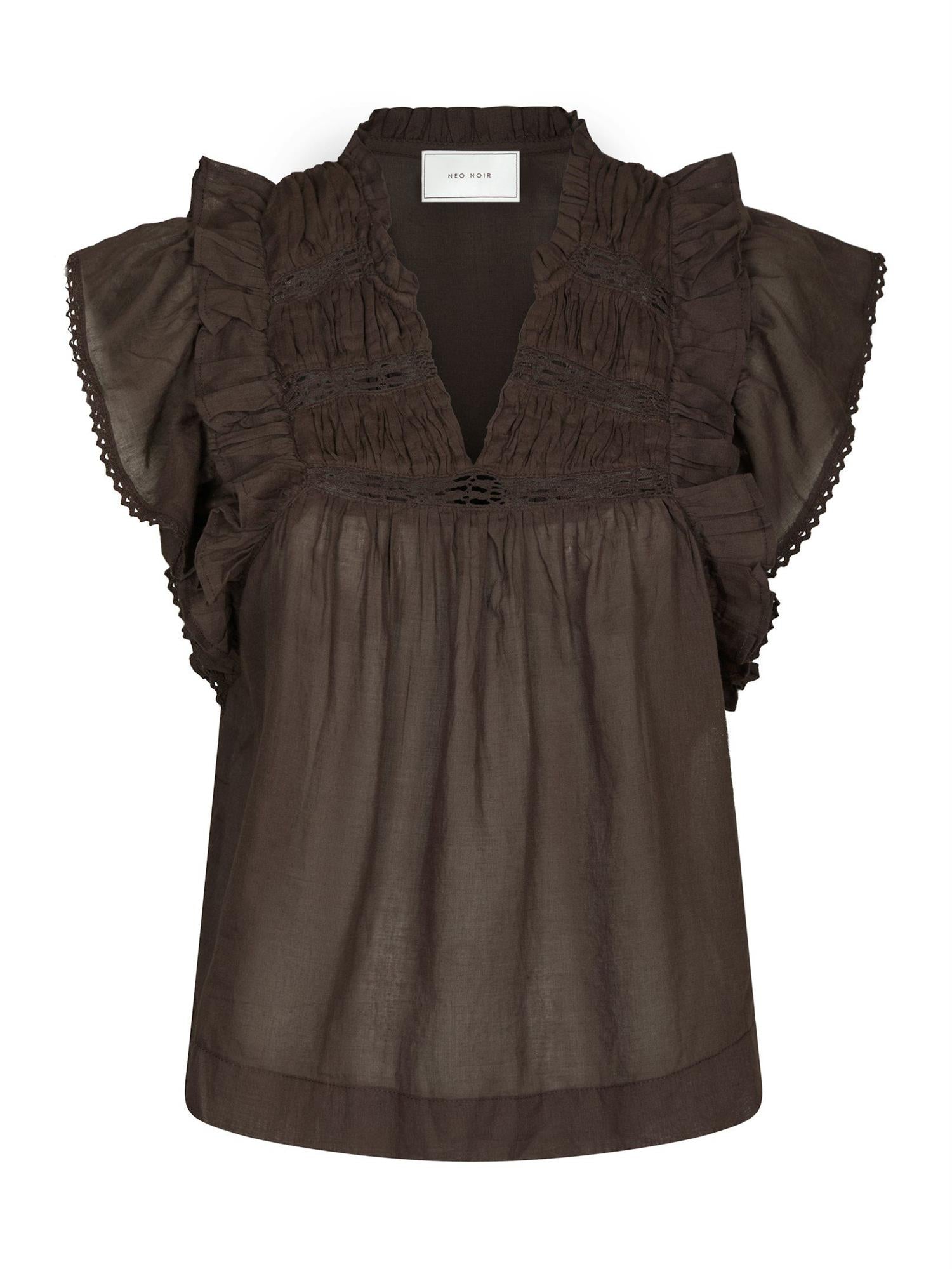 Jayla Voile Top Dark Brown